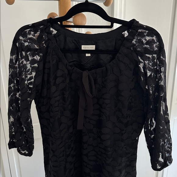Garnet Hill Black Floral Lace Dress size 10 - Picture 4 of 12